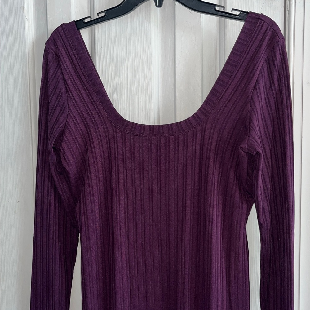 ASOS Deep Purple Long Sleeve Square Neckline Dress Size 8 - Picture 7 of 11
